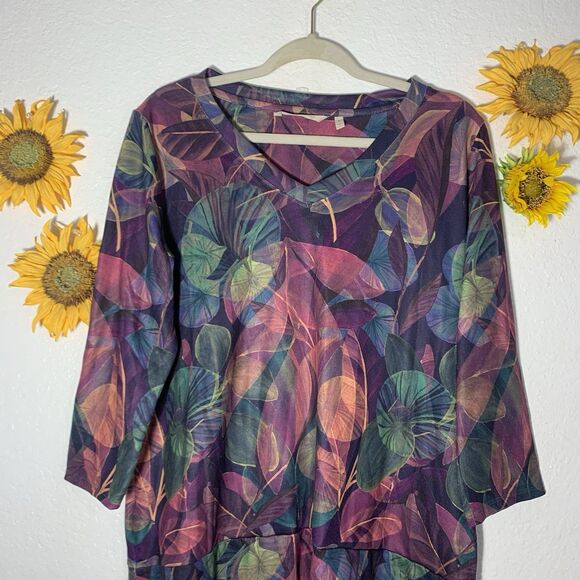 Soft Surroundings Botanical Print 3/4 Sleeve Tunic with a Size Medium Womens - Picture 3 of 11